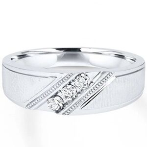 Men's Diamond Wedding Band 1/5 ct tw Round-cut 10K White Gold